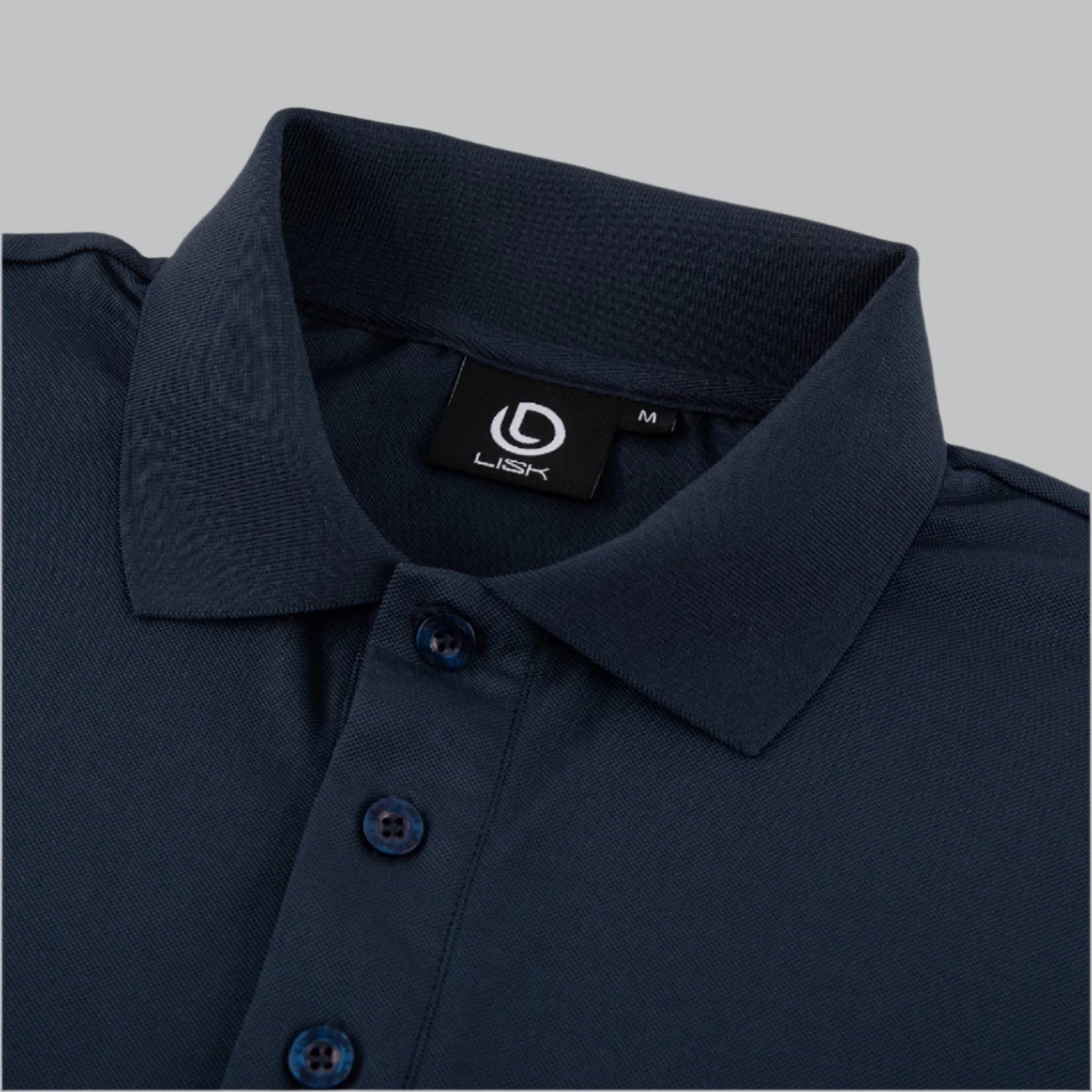 Lisk Classic Golf Long Sleeve Polo (Navy)