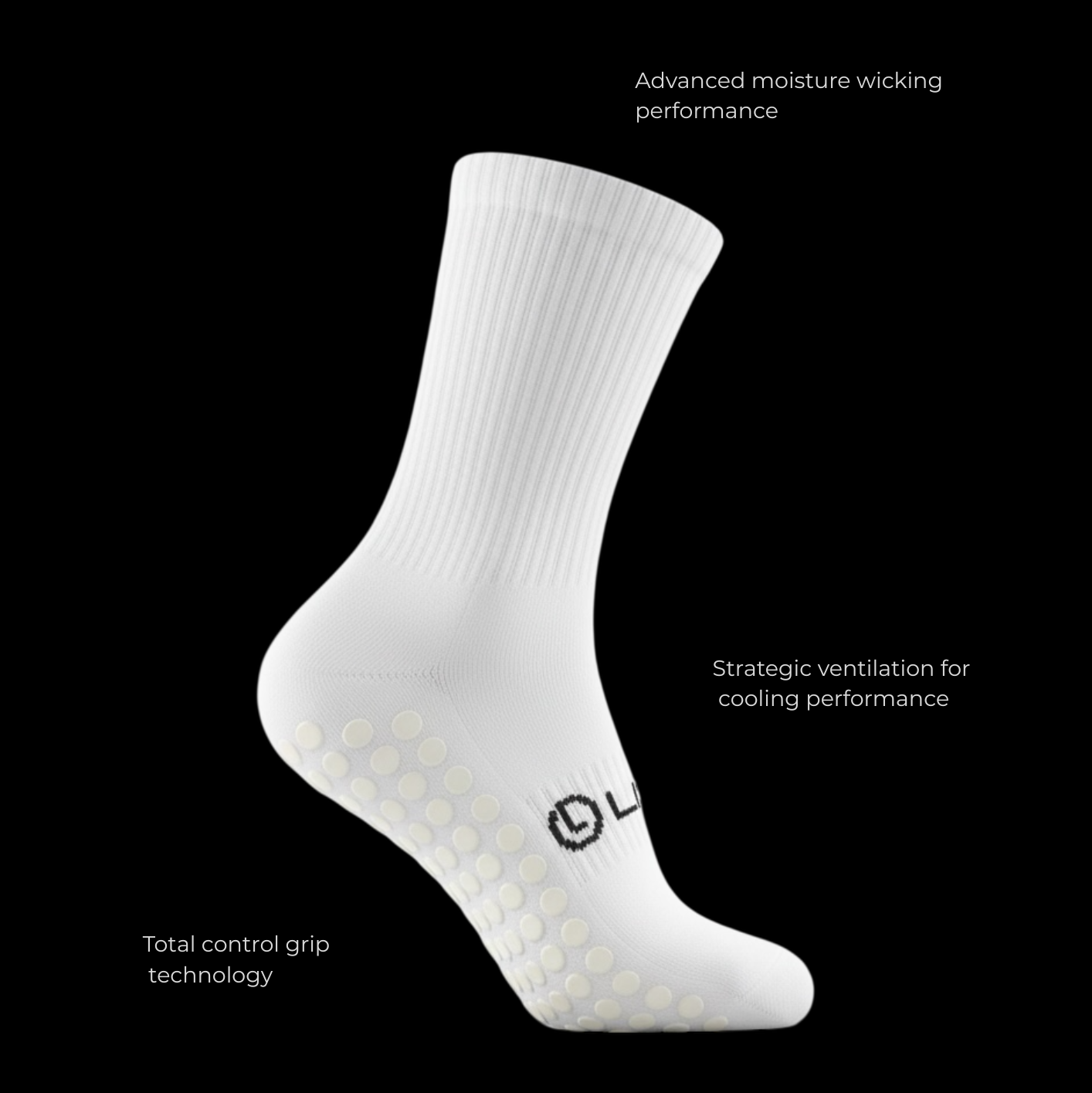 LISK Alpha One Crew Grip Socks (White)